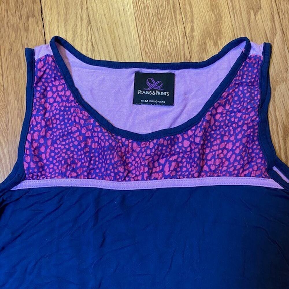 Plains and Prints Womens Size 6 Blue Purple Tank Top Shirt Cotton Polyester - Picture 2 of 8